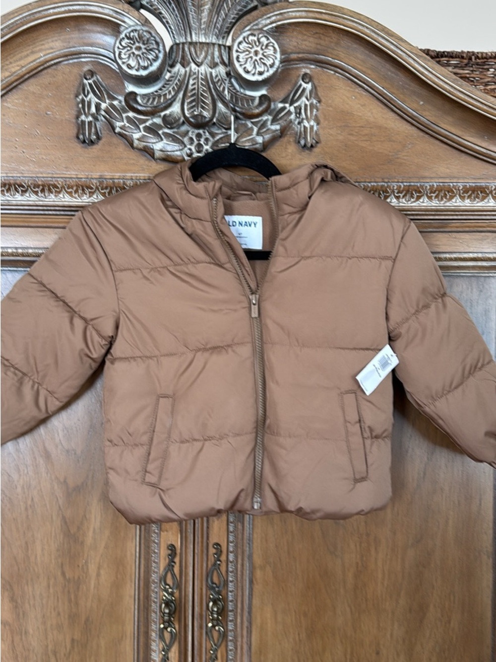 Old Navy Kids Tan-Brown Puffer Jacket with Hood